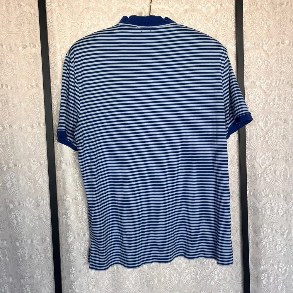 Polo Ralph Lauren Men's Classic Fit Striped Stretch Polo Shirt-Blue-Size L